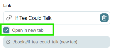 The "open in new tab" checkbox marked.