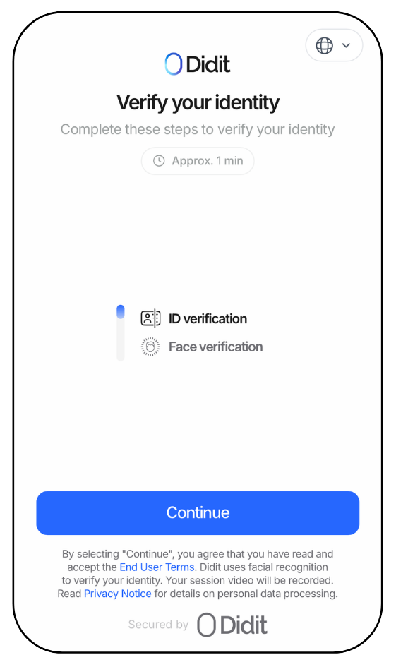 Didit identity verification on a phone screen.