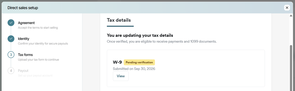 Example "Pending Verification" status for tax documents.