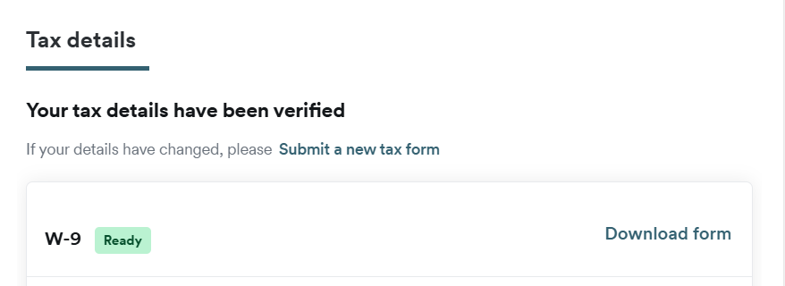 Example "Ready" status for tax documents.